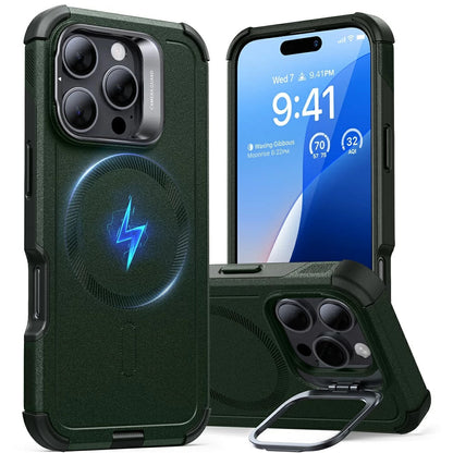 Puzdro MagSafe pre Apple iPhone 16 Pro Max, ESR, Cyber Armor Kickstand, Zelené