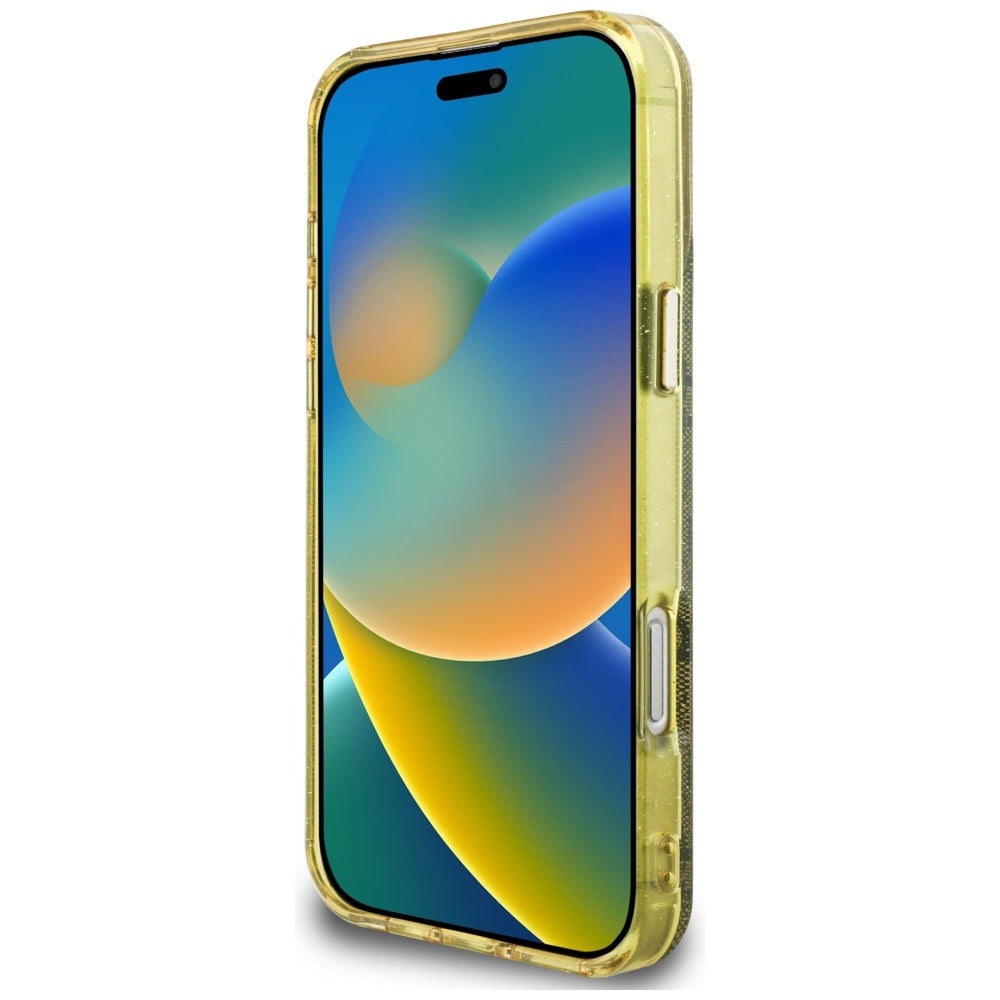 Puzdro MagSafe pre Apple iPhone 16 Pro Max, Guess, IML Glitter 4G Circle Triangle, Hnedá