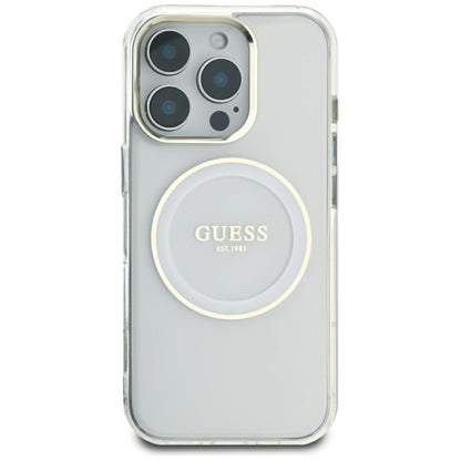 Puzdro MagSafe pre Apple iPhone 16 Pro Max, Guess, IML Metal Colored Circle, Biela