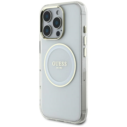 Puzdro MagSafe pre Apple iPhone 16 Pro Max, Guess, IML Metal Colored Circle, Biela