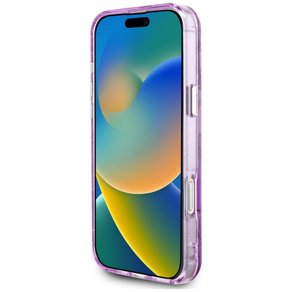 Puzdro MagSafe pre Apple iPhone 16 Pro Max, Guess, IML Metal Glitter Flowers Triangle, Fialová