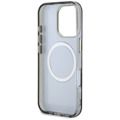 Puzdro MagSafe pre Apple iPhone 16 Pro Max, Guess, IML Metal Glitter Flowers Triangle, Čierne