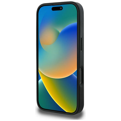 Puzdro MagSafe pre Apple iPhone 16 Pro Max, Guess, Peony Grained Hot Stamp Triangle, Čierne