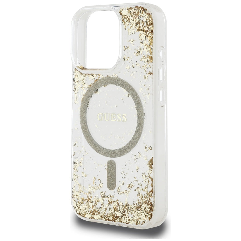 Puzdro MagSafe pre Apple iPhone 16 Pro Max, Guess, Resin Bottom Glitter, Zlaté