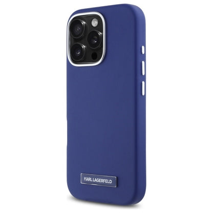 Puzdro MagSafe pre Apple iPhone 16 Pro Max, Karl Lagerfeld, FW Metal Plate, Modrá
