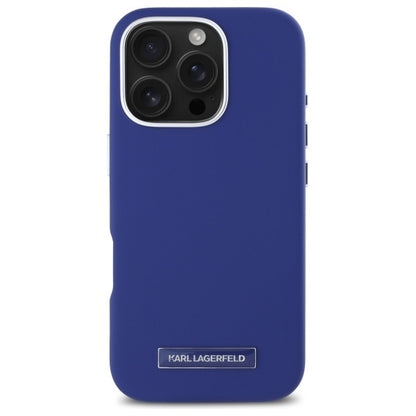 Puzdro MagSafe pre Apple iPhone 16 Pro Max, Karl Lagerfeld, FW Metal Plate, Modrá