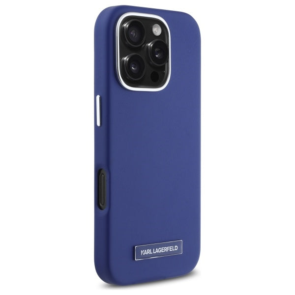 Puzdro MagSafe pre Apple iPhone 16 Pro Max, Karl Lagerfeld, FW Metal Plate, Modrá