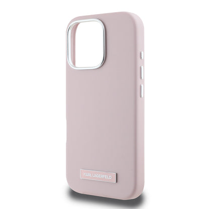 Puzdro MagSafe pre Apple iPhone 16 Pro Max, Karl Lagerfeld, FW Metal Plate, Ružová