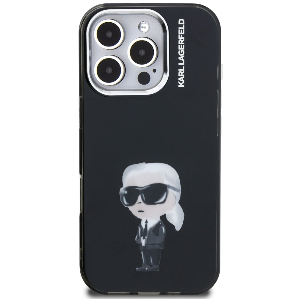 Puzdro MagSafe pre Apple iPhone 16 Pro Max, Karl Lagerfeld, IML Aquarelle Logo Karl, Čierne