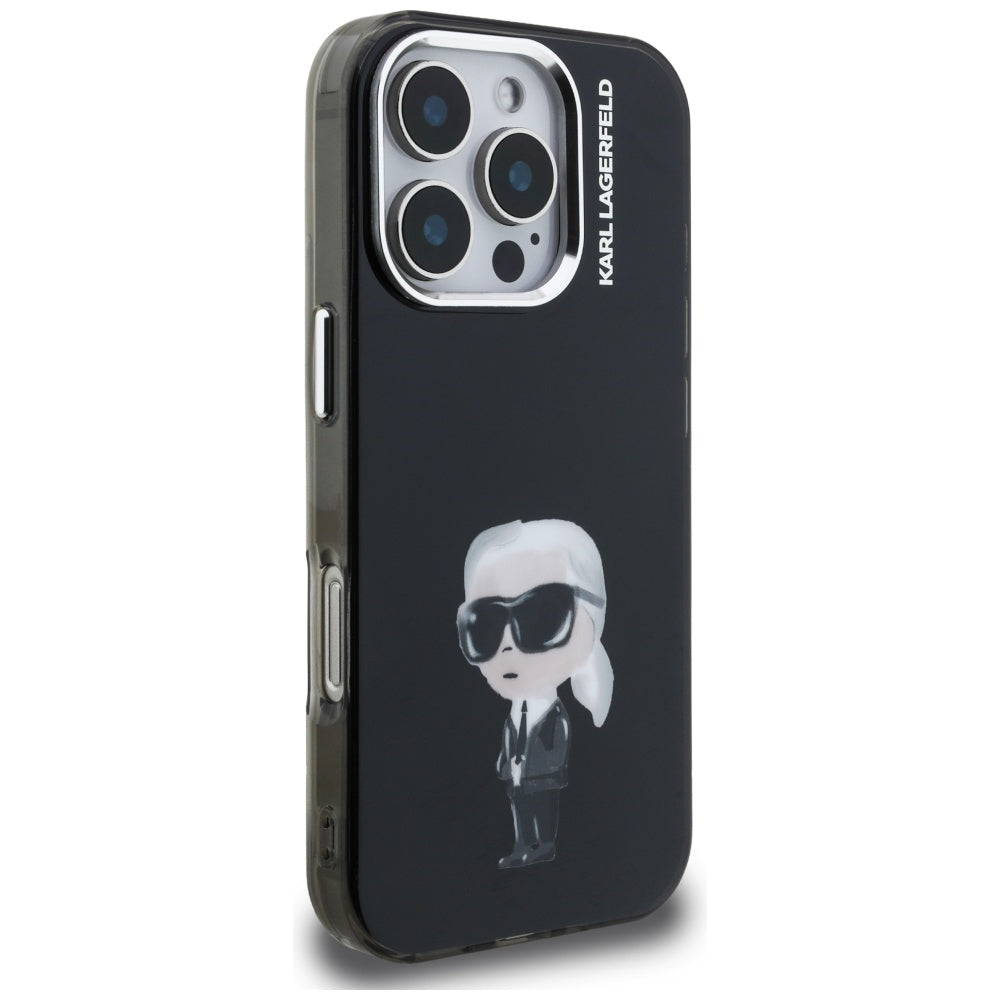 Puzdro MagSafe pre Apple iPhone 16 Pro Max, Karl Lagerfeld, IML Aquarelle Logo Karl, Čierne