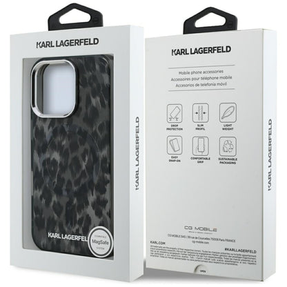 MagSafe Case for Apple iPhone 16 Pro Max, Karl Lagerfeld, IML Leopard Pattern, Black