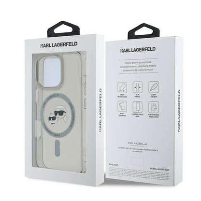 Puzdro MagSafe pre Apple iPhone 16 Pro Max, Karl Lagerfeld, IML Metal Karl & Choupette's Heads, Čierne