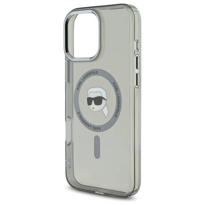 Puzdro MagSafe pre Apple iPhone 16 Pro Max, Karl Lagerfeld, IML Metal Karl's Head, Čierne