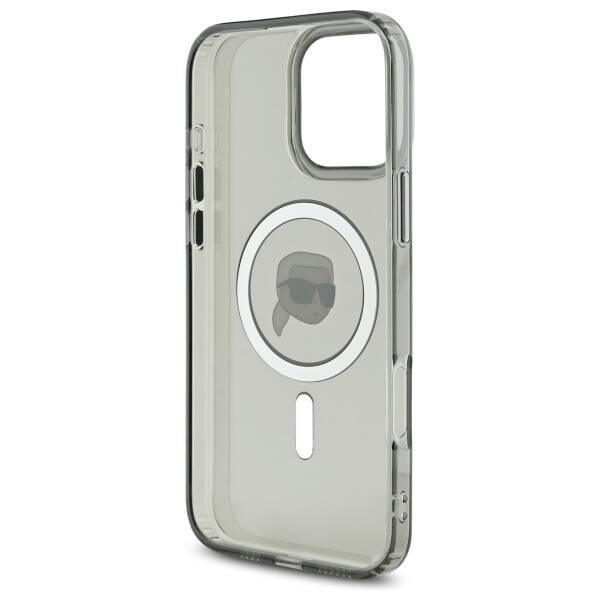 Puzdro MagSafe pre Apple iPhone 16 Pro Max, Karl Lagerfeld, IML Metal Karl's Head, Čierne