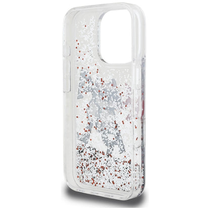 Puzdro MagSafe pre Apple iPhone 16 Pro Max, Karl Lagerfeld, Liquid Glitter Choupette Logo, Transparentné