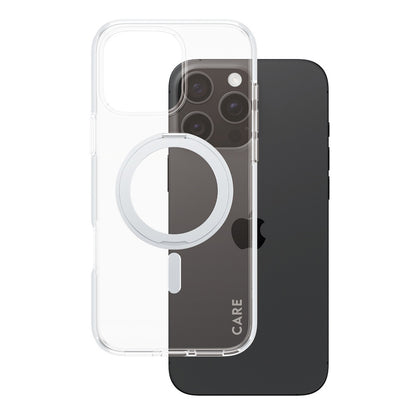 Puzdro MagSafe pre Apple iPhone 16 Pro Max, PanzerGlass, Care Feature Kickstand, Transparentné Strieborné