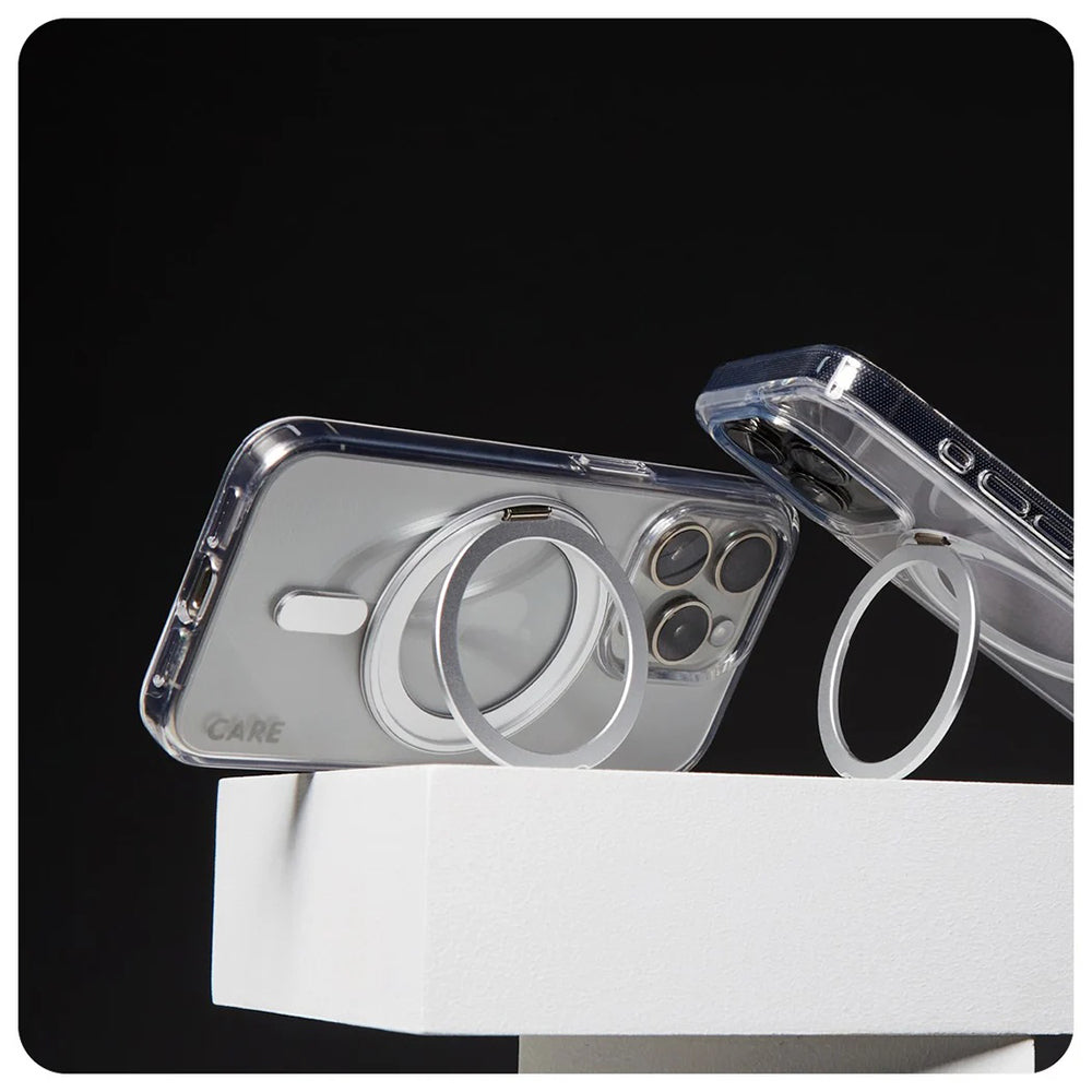 Puzdro MagSafe pre Apple iPhone 16 Pro Max, PanzerGlass, Care Feature Kickstand, Transparentné Strieborné