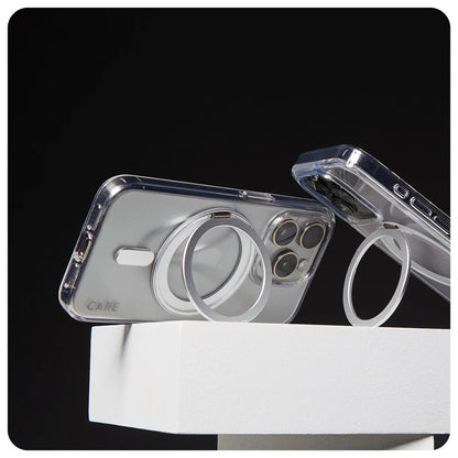 Puzdro MagSafe pre Apple iPhone 16 Pro Max, PanzerGlass, Care Feature Kickstand, Transparentné Strieborné