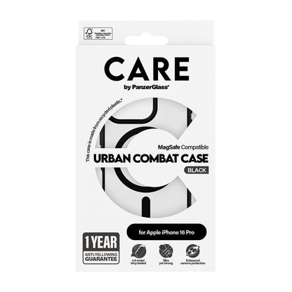 Puzdro MagSafe pre Apple iPhone 16 Pro Max, PanzerGlass, Care Urban Combat, Čierne Transparentné
