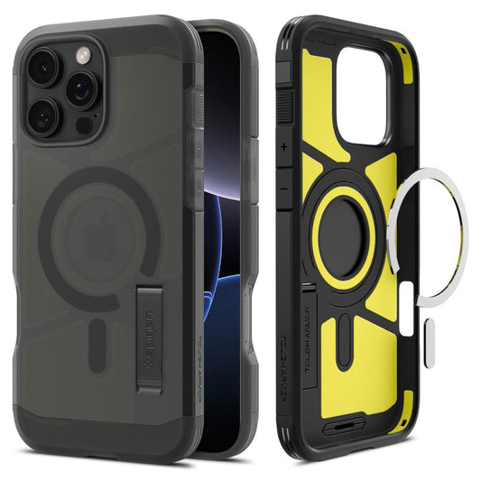 Puzdro MagSafe pre Apple iPhone 16 Pro Max, Spigen, Tough Armor, Saténová čierna ACS09070