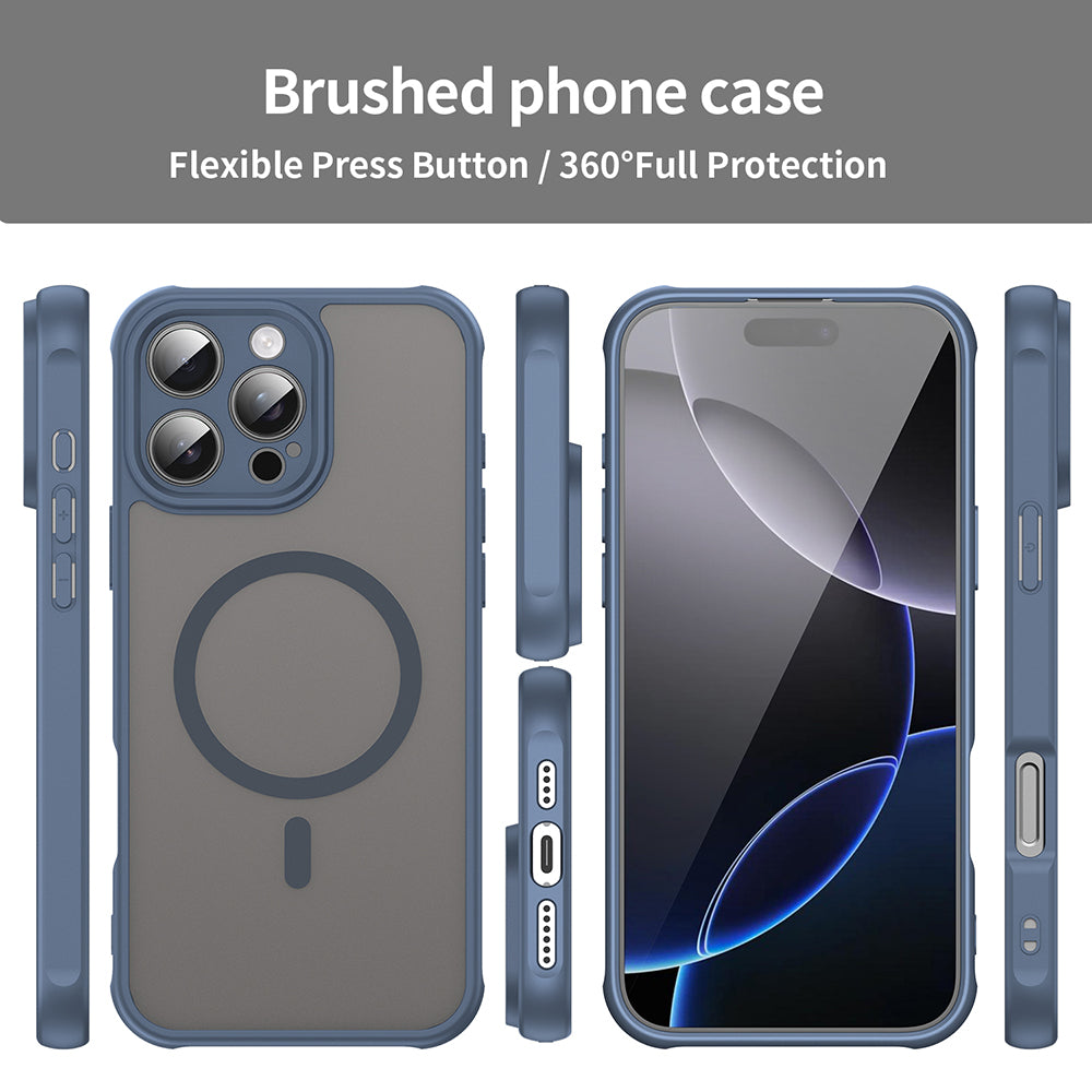 MagSafe Case for Apple iPhone 16 Pro Max, Techsuit, HaloFrost II, Navy Blue