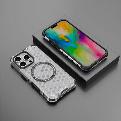 MagSafe Case for Apple iPhone 16 Pro Max, Techsuit, HoneyComb Shield, White