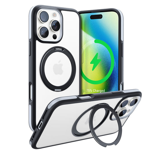 Puzdro MagSafe pre Apple iPhone 16 Pro Max, Torras, Ostand R Fusion, Čierne