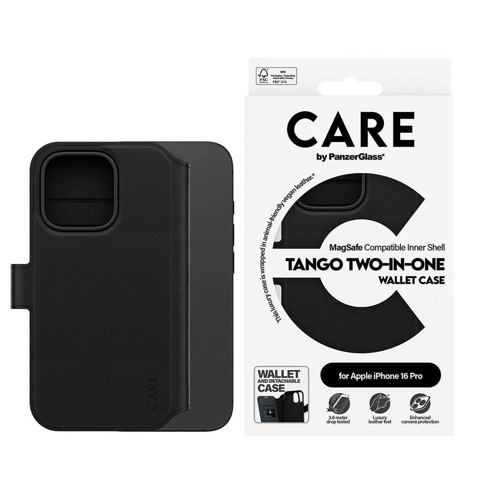 Puzdro MagSafe pre Apple iPhone 16 Pro, PanzerGlass, Care Feature Tango Two-in-One, Čierne