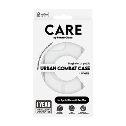 Puzdro MagSafe pre Apple iPhone 16 Pro, PanzerGlass, Care Urban Combat, Biela Transparentná