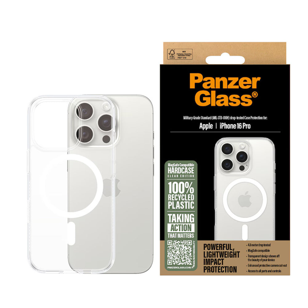 Puzdro MagSafe pre Apple iPhone 16 Pro, PanzerGlass, HardCase, Biela Transparentná