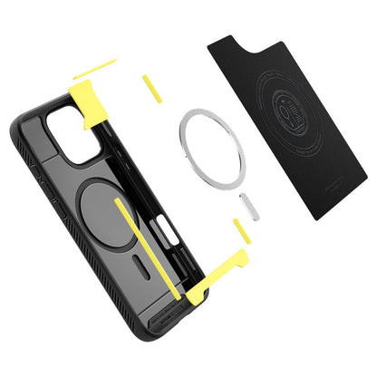 Puzdro MagSafe pre Apple iPhone 16 Pro, Spigen, Rugged Armor, Matná Čierna ACS08115