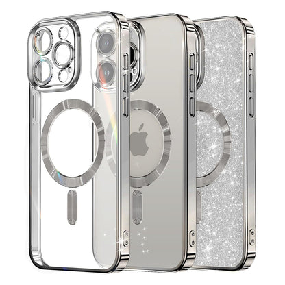 MagSafe puzdro pre Apple iPhone 16 Pro, Techsuit, Luxury Glitter, Strieborné