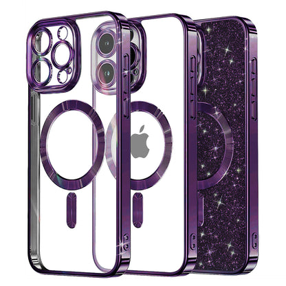 MagSafe puzdro pre Apple iPhone 16 Pro, Techsuit, Luxury Glitter, Tmavofialová