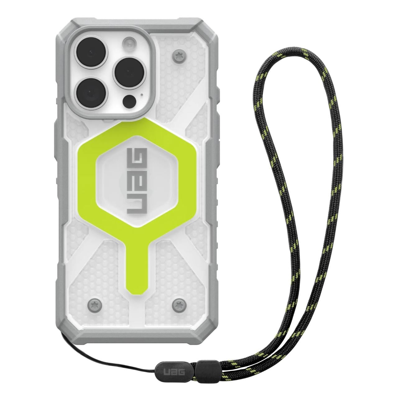 MagSafe puzdro pre Apple iPhone 16 Pro, Urban Armor Gear, Pathfinder Clear s šnúrkou, zelené