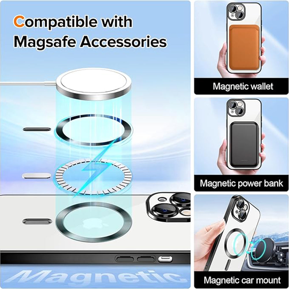 MagSafe puzdro pre Apple iPhone 16, Techsuit, Luxury Crystal, Zlaté