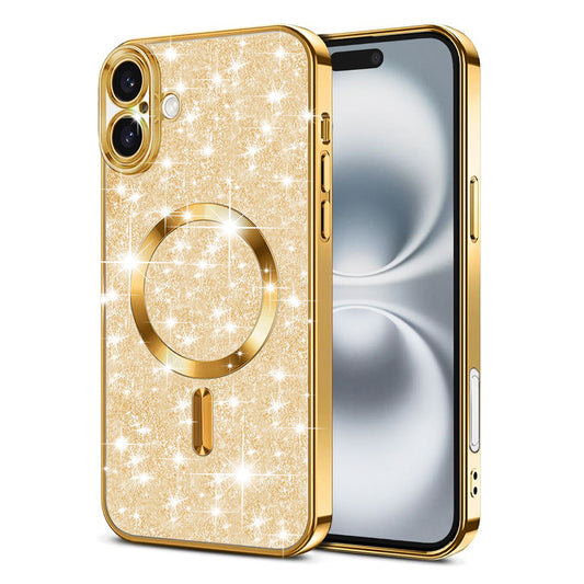 MagSafe puzdro pre Apple iPhone 16, Techsuit, Luxury Glitter, Zlaté