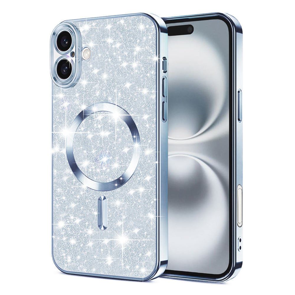 MagSafe puzdro pre Apple iPhone 16, Techsuit, Luxury Glitter, Bleu