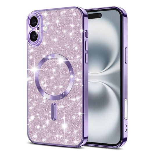 MagSafe puzdro pre Apple iPhone 16, Techsuit, Luxury Glitter, Svetlofialové