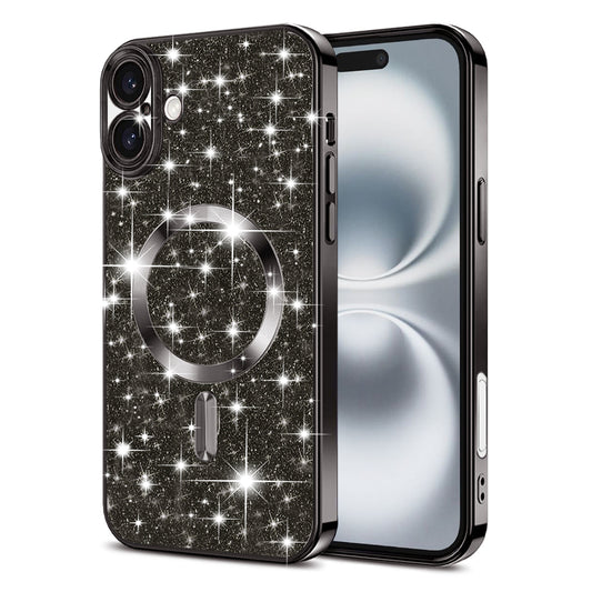 MagSafe puzdro pre Apple iPhone 16, Techsuit, Luxury Glitter, čierne