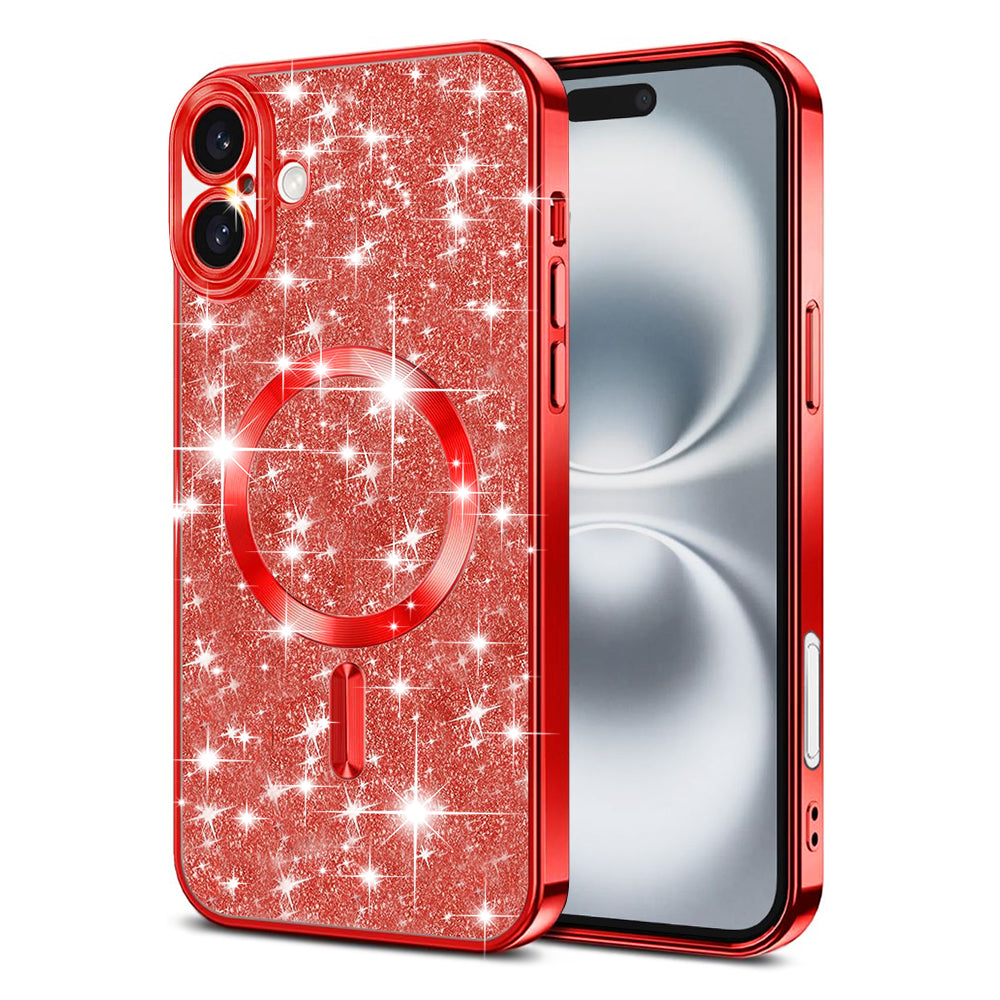 MagSafe puzdro pre Apple iPhone 16, Techsuit, Luxury Glitter, Červené
