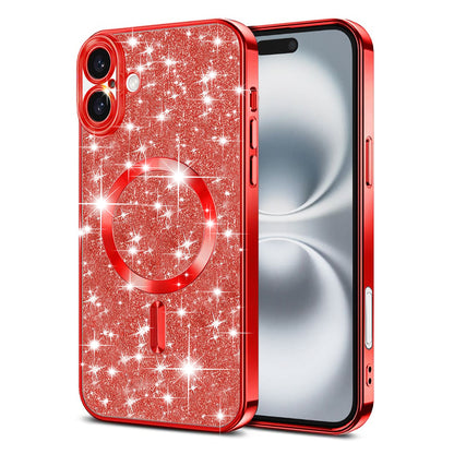MagSafe puzdro pre Apple iPhone 16, Techsuit, Luxury Glitter, Červené
