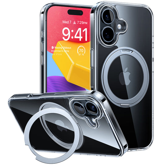 Puzdro MagSafe pre Apple iPhone 16, Torras, Ostand Pro, Transparent