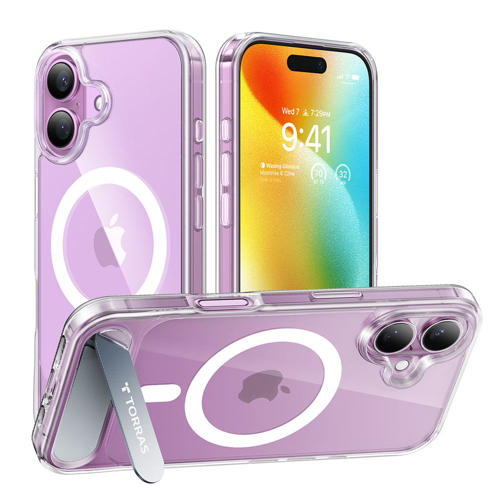 MagSafe Case for Apple iPhone 16, Torras, Pstand, Transparent