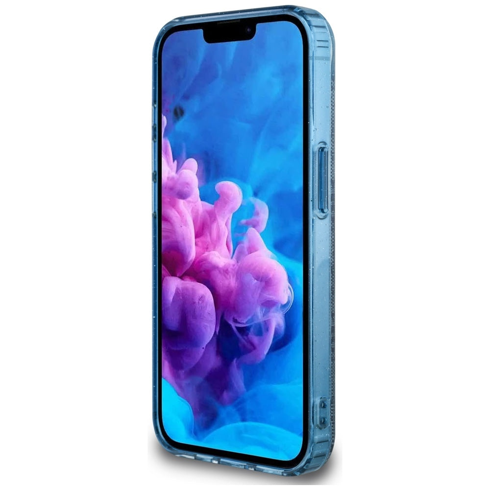 Puzdro MagSafe pre Apple iPhone 16e, Guess, IML Glitter 4G Circle Triangle, Modrá