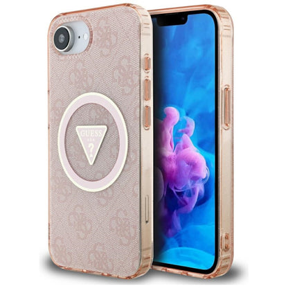 Puzdro MagSafe pre Apple iPhone 16e, Guess, IML Glitter 4G Circle Triangle, Ružové