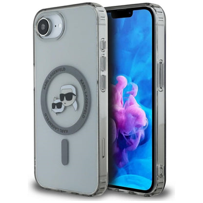 Puzdro MagSafe pre Apple iPhone 16e, Karl Lagerfeld, IML Metal Karl & Choupette's Heads, Čierne