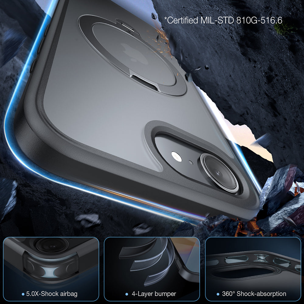 MagSafe Case for Apple iPhone 17e / 16e, Torras, Ostand Spin, Black