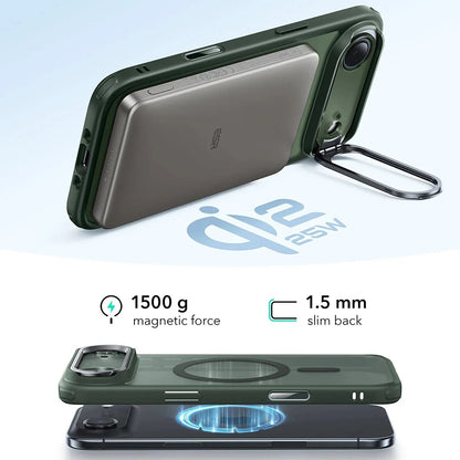 Puzdro MagSafe pre Apple iPhone 17 Air, ESR, Classic Hybrid Kickstand, Saténová zelená