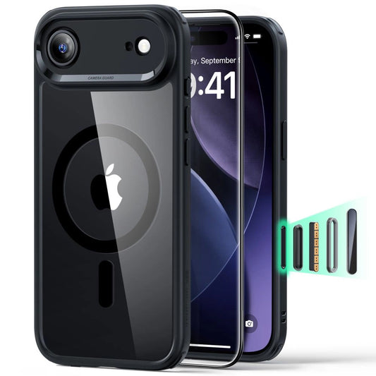 Puzdro MagSafe pre Apple iPhone 17 Air, ESR, Classic Hybrid so Screen Protector, Čierne Transparentné