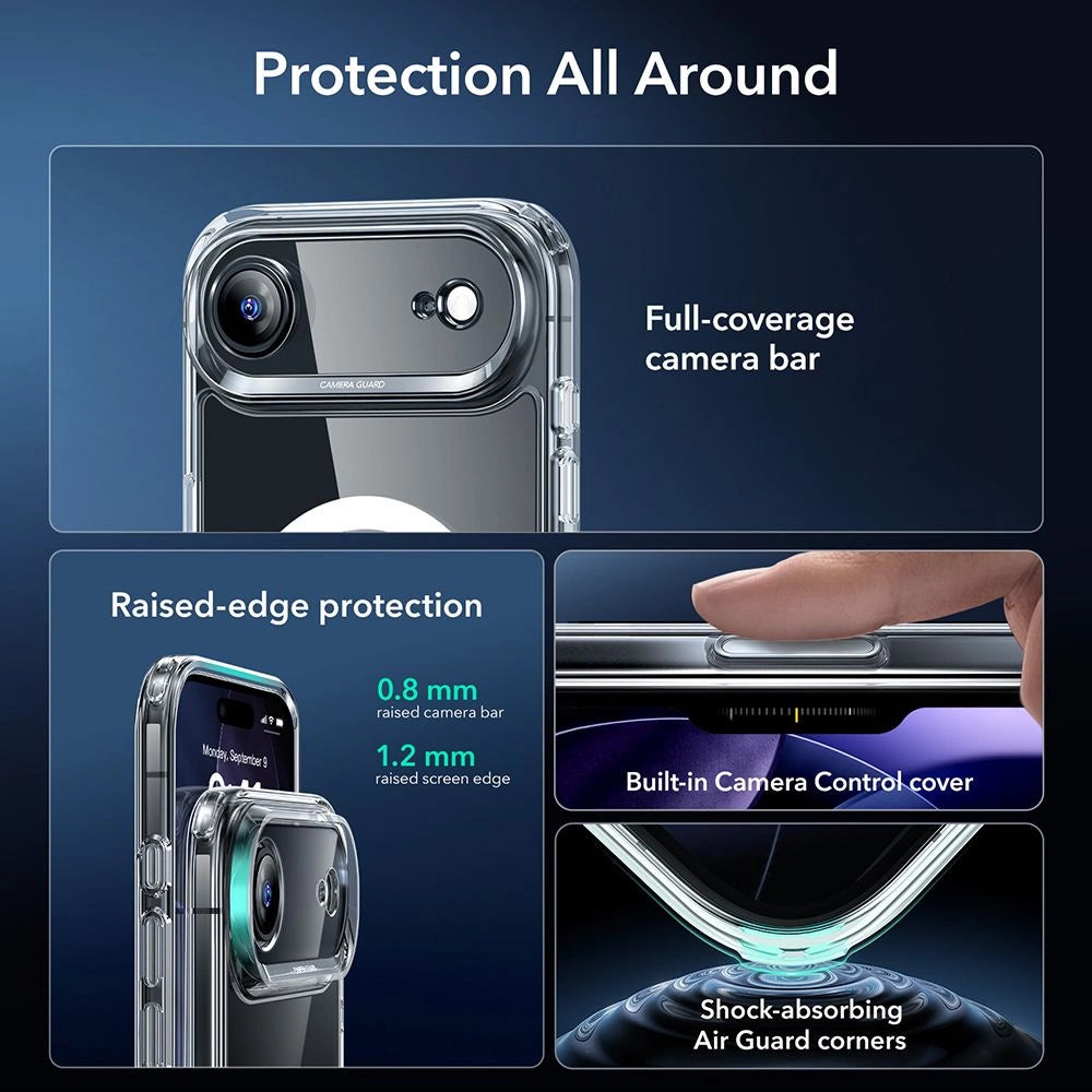 Puzdro MagSafe pre Apple iPhone 17 Air, ESR, Classic Hybrid so Screen Protector, Transparentné